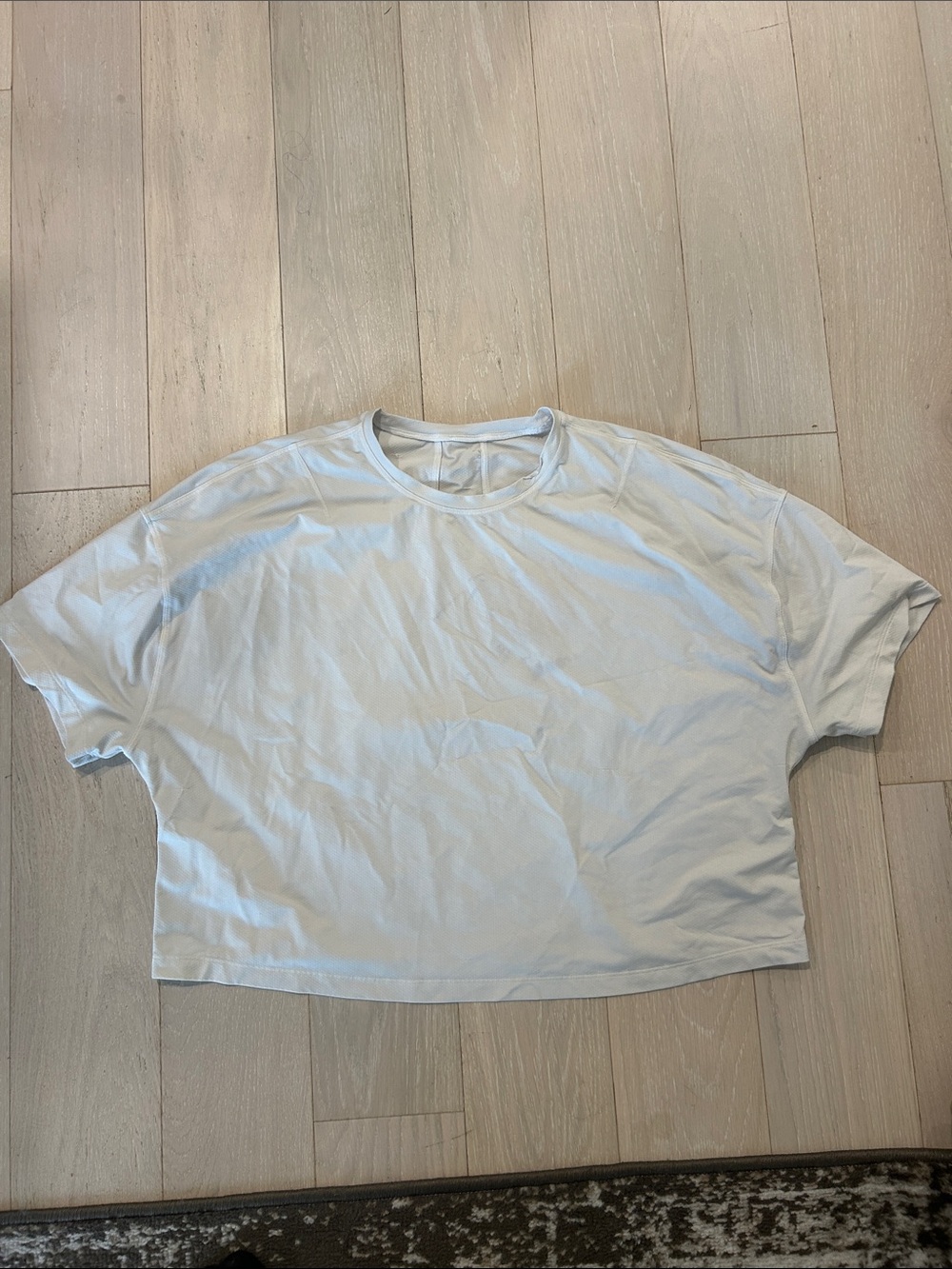 Vibe White Cropped Logo Tee with Blue Print